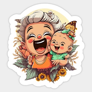 Mum and Baby Illustration Sticker